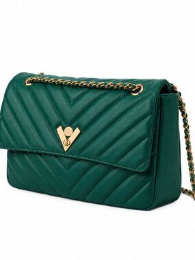 Valentino Orlandi Angel Forest Green Crossbody Gold Hardware V-3009 NWT
